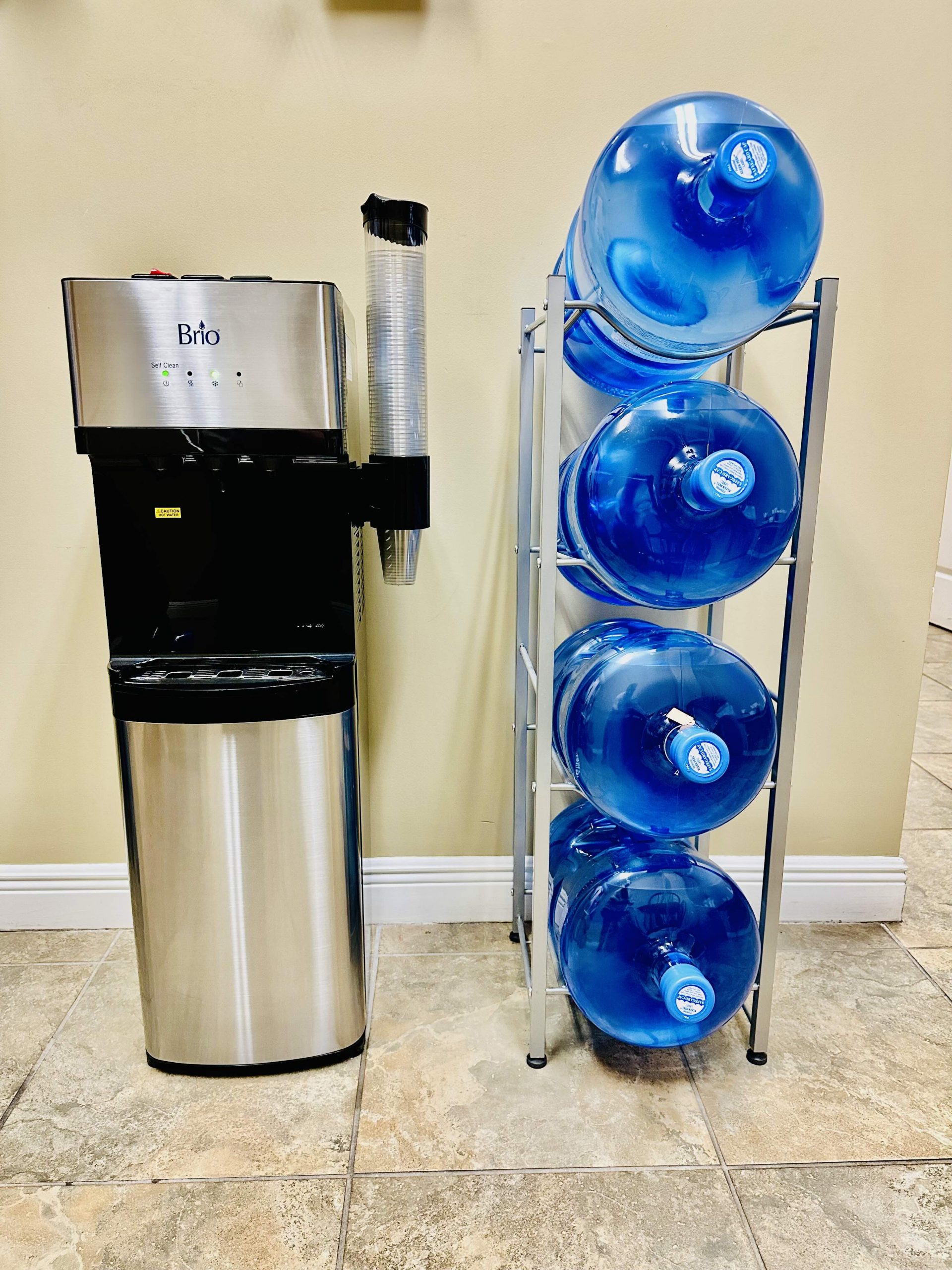 Our dispenser and water in an office